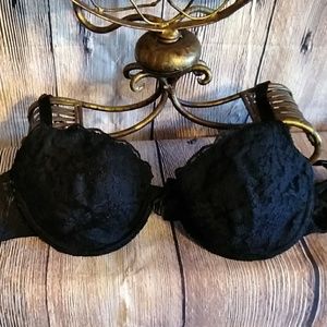 3/$30 Lane Bryant bow lace black bra 42C lined
